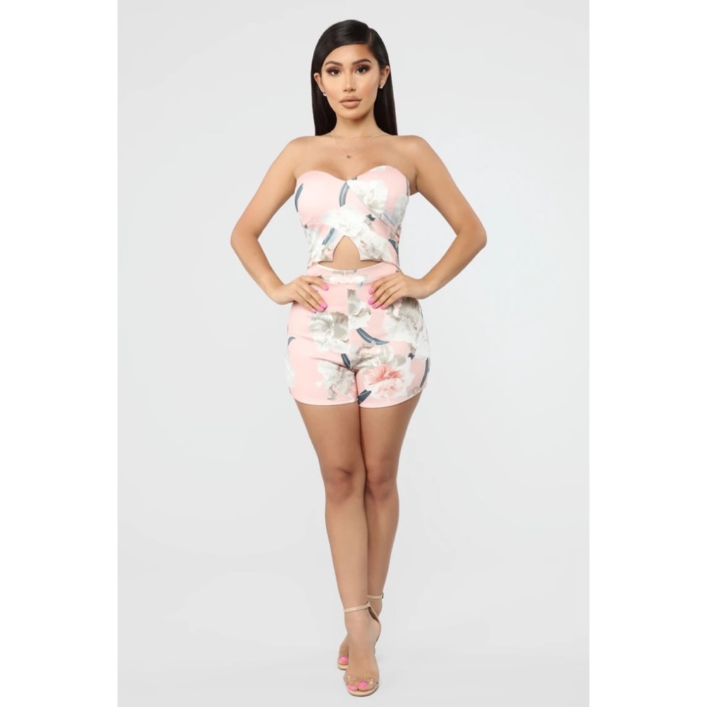Fashion Nova Pink Floral Romper/Jumpsuit